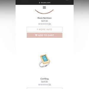 BNWT Tocara Ciele Ring